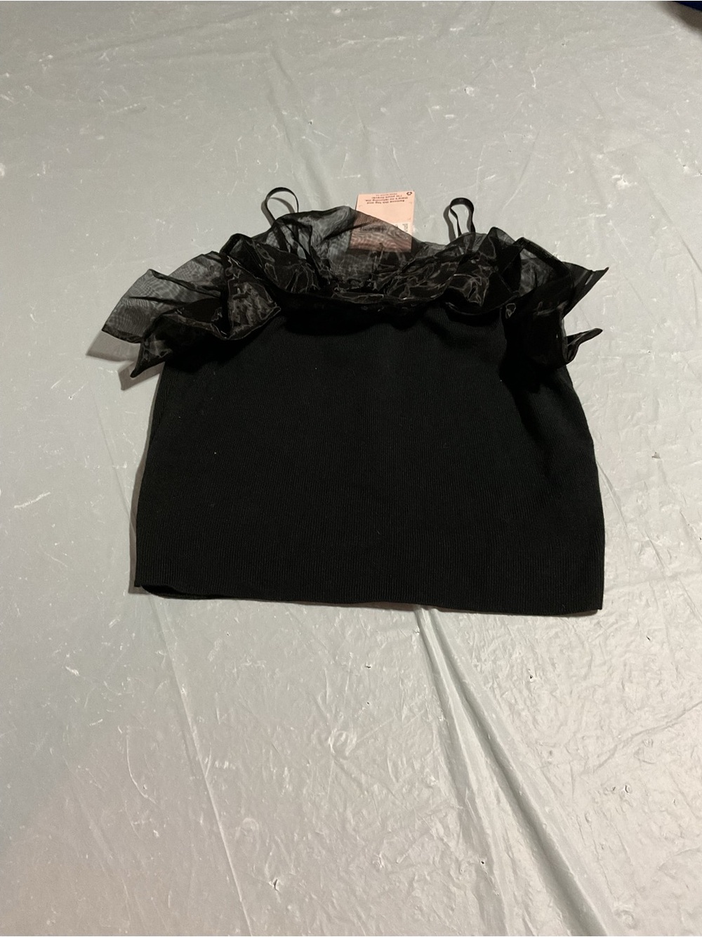 Black Ruffle Organza Trim Cami Top